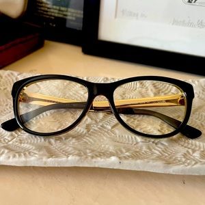 GUCCI Clear Frame Glasses with Floral and Gold